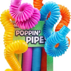 BUNMO Large Pop Tubes Sensory Toys – 4 Pack Colorful Connecting Fidgets for Fine Motor Skills & Creative STEM Play