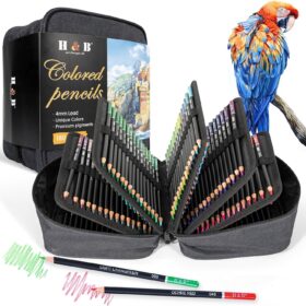 H & B 180 Colored Pencils Set - Professional Soft Core Oil-Based Art Supplies for Sketching, Shading & Coloring - Portable Travel Case Included - Ideal for Adults, Teens & Kids