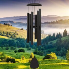 FSVGYY 32 Inch Deep Tone Outdoor Wind Chimes - Professional E Pentatonic Scale Memorial Wind Chime, Soothing Melodic Aluminum for Patio, Garden & Yard Décor (Black)