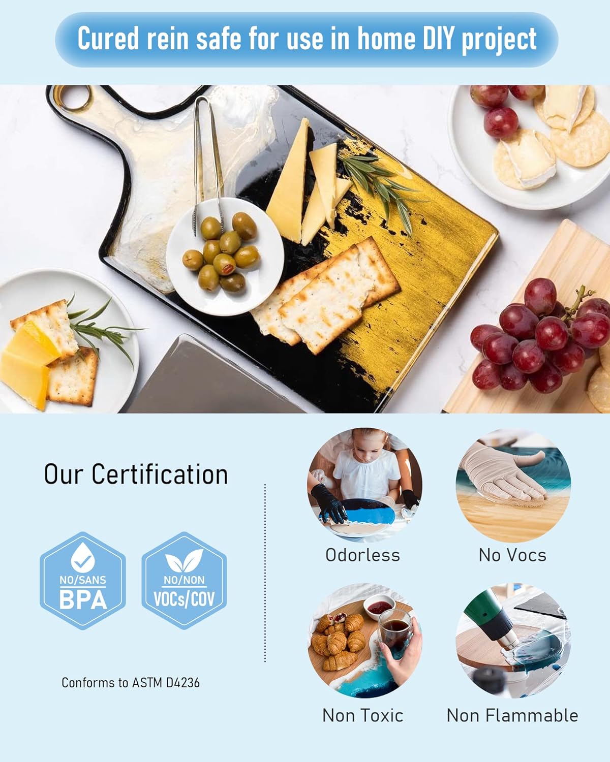 Nicpro 8oz Crystal Clear Epoxy Resin Kit – Food Grade, Self-Leveling Formula for DIY Art, Casting, Jewelry Making & Table Coating