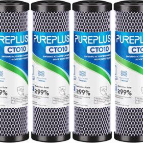 4-Pack 1 Micron Carbon Block Water Filter - 10 inch x 2.5 inch Whole House CTO Cartridge - Fits GE, Dupont, Whirlpool & Pentek Systems