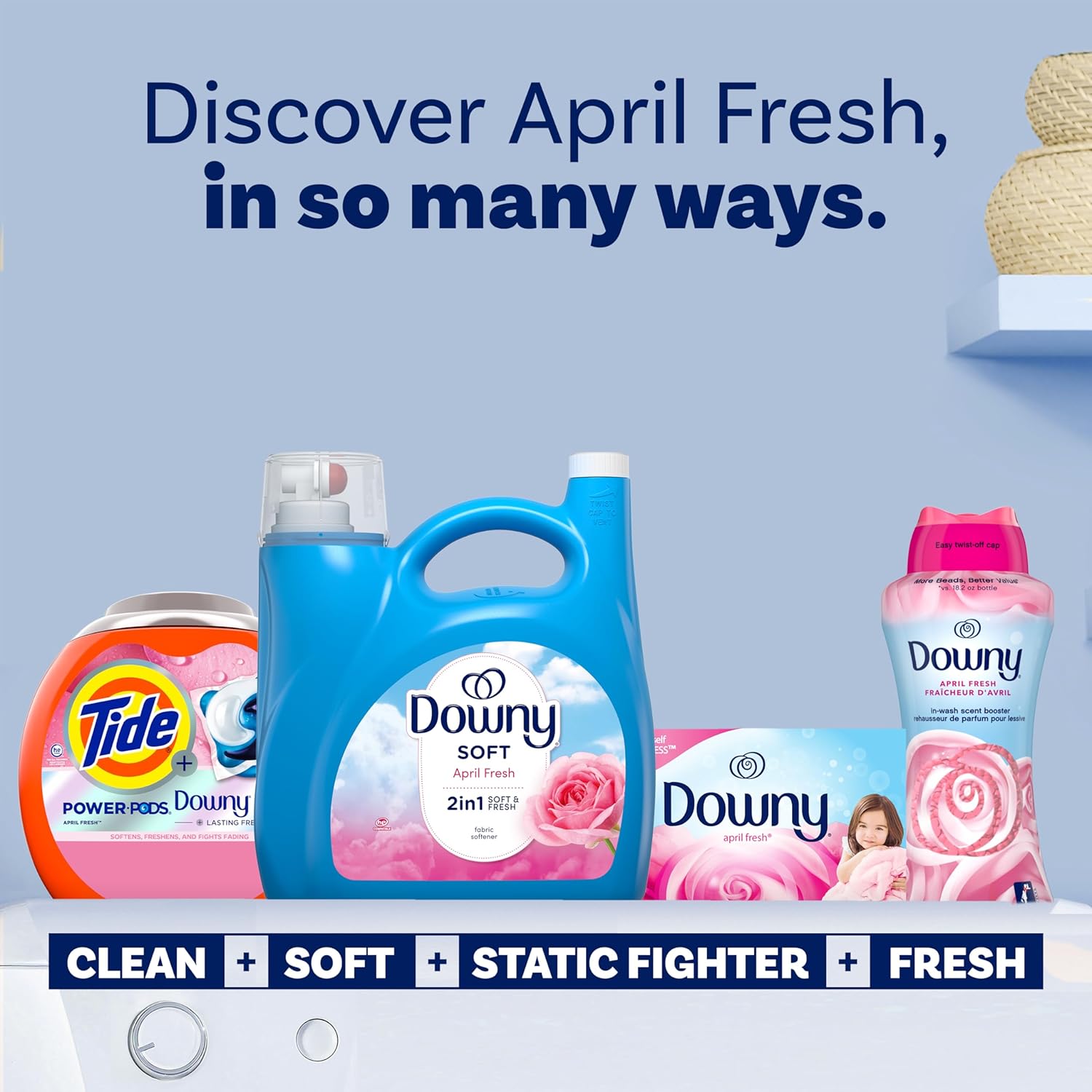 Downy April Fresh Fabric Conditioner, 2-in-1 Liquid Softener & Fresh Scent, 140 Fl Oz (190 Loads)