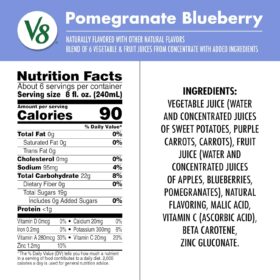 V8 100% Juice, Pomegranate Blueberry Blend, 46 Fl Oz Bottles (Pack of 2)