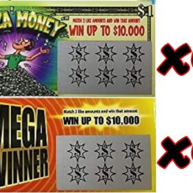 Mega Winner & Lotza Money Fake Lottery Tickets - 12 Pack Prank Scratch-Offs for Party Gags & April Fools Jokes