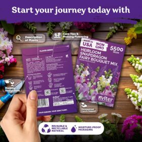 KVITER 5,500 Fairy Bouquet Snapdragon Seeds (Linaria Maroccana) – Non-GMO Heirloom Flower Seeds for Planting – Perfect for Outdoor Gardens, Borders, & Cut Flower Arrangements