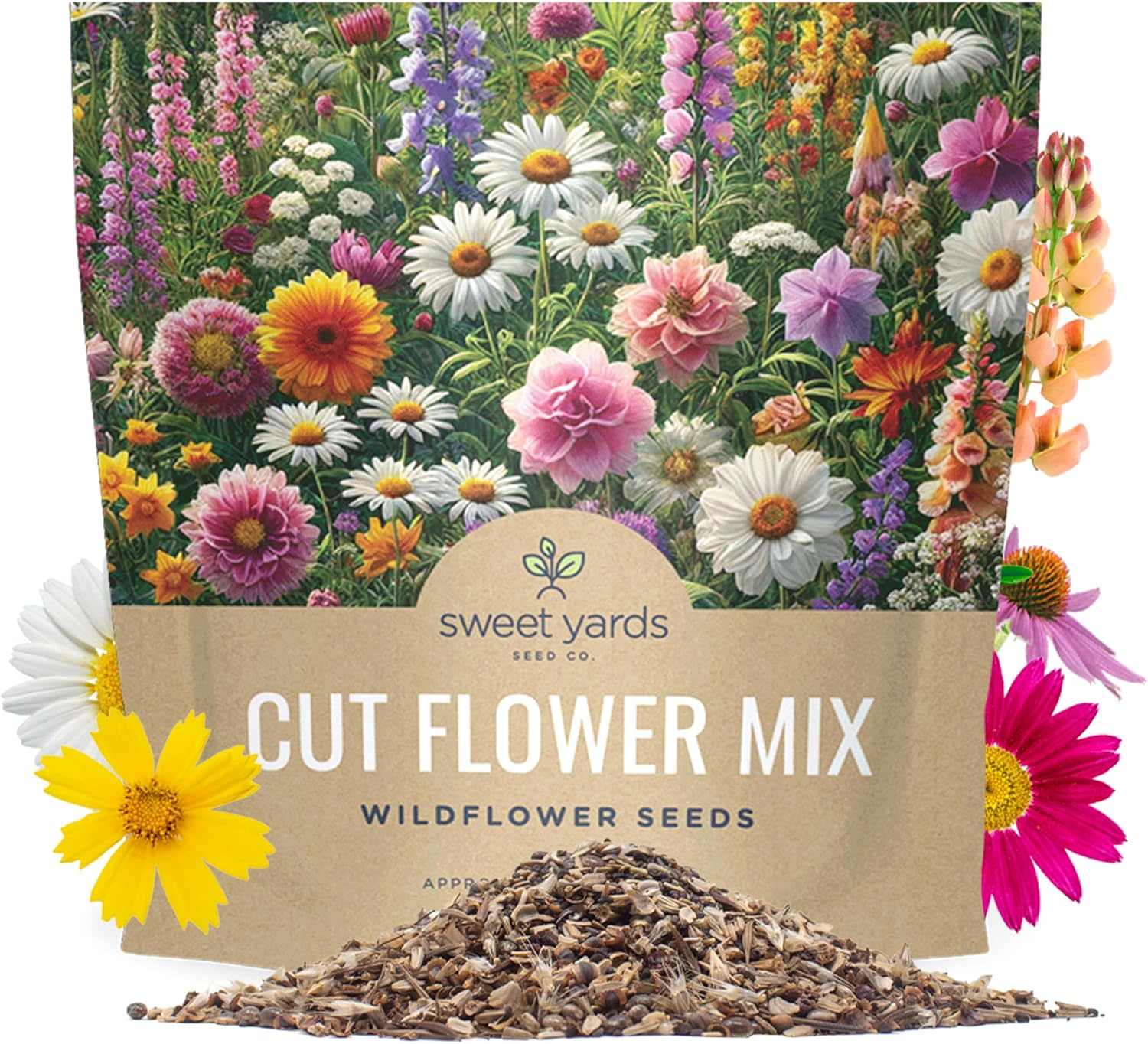 1 Ounce Cut Flower Garden Seeds Mix – Over 7,500 Non-GMO Annual & Perennial Wildflowers for Bouquets