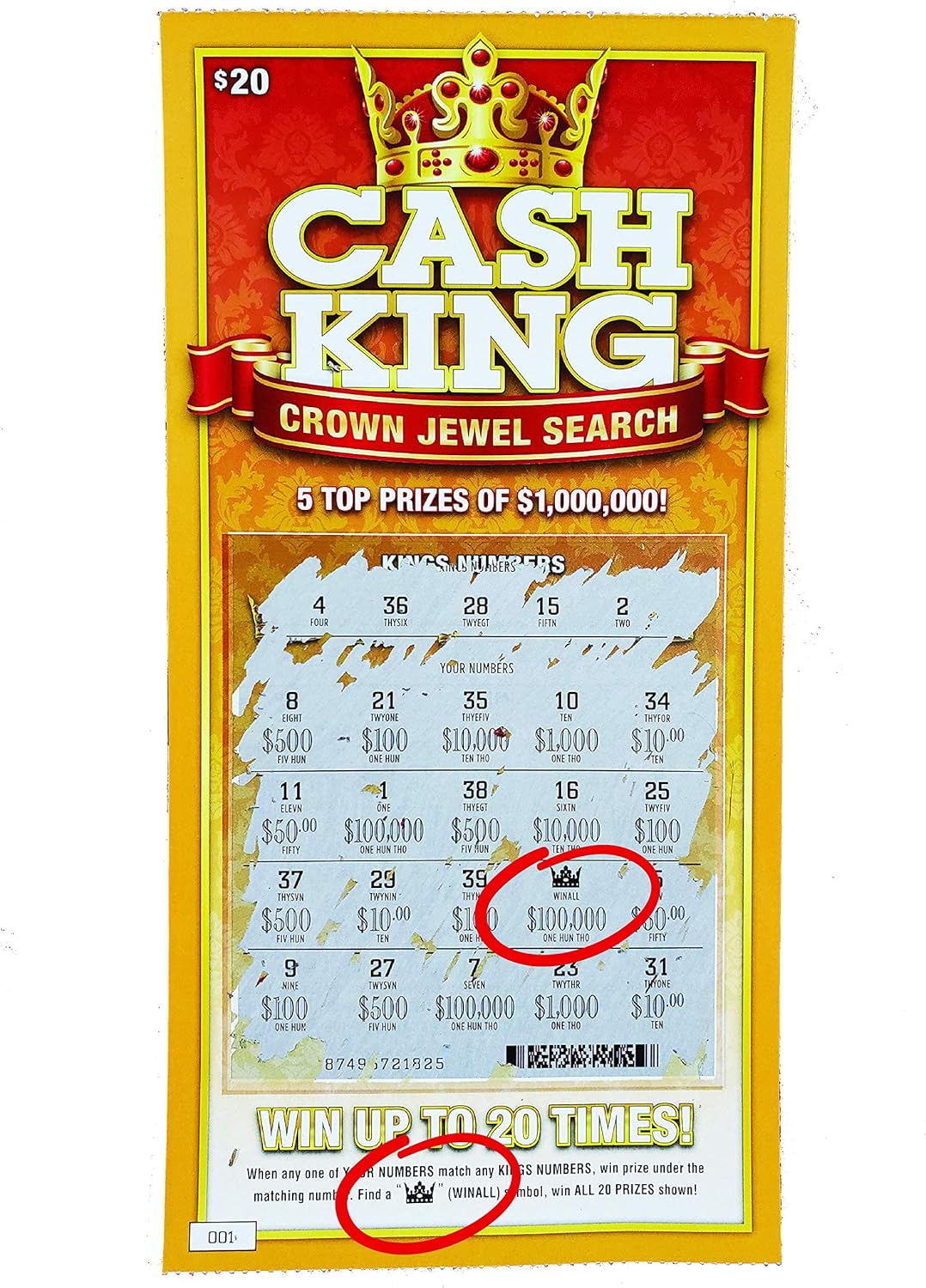 Laughing Smith Realistic Fake Lottery Tickets - 8 Pack Hilarious Gag Gift Prank Scratch Cards - $1 Million & Cash King Winning Jokes for Adults