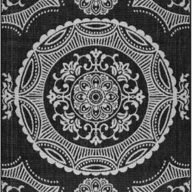 Medallion Outdoor Rug 8x10 - Washable, Waterproof & Non-Shedding Patio, Porch & Indoor Area Rug (Black, 8' x 10')