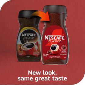 NESCAFÉ CLÁSICO Dark Roast Instant Coffee, 100% Pure Arabica & Robusta Blend, 10.5 Oz Jar