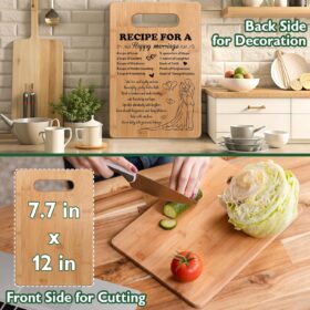 Personalized Wedding Gift for Couple - 'Recipe for a Happy Marriage' Bamboo Cutting Board - Unique Bridal Shower, Engagement, or Newlywed Mr. & Mrs. Kitchen Gift