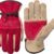 Women's Heavy Duty Leather Work Gloves - XL Rose Red & Grey Cowhide for Gardening, Welding, Construction, Farm & Ranch