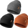 3-Pack Unisex Warm Knit Beanies - Double Layer Cuffed Skull Caps for Men & Women