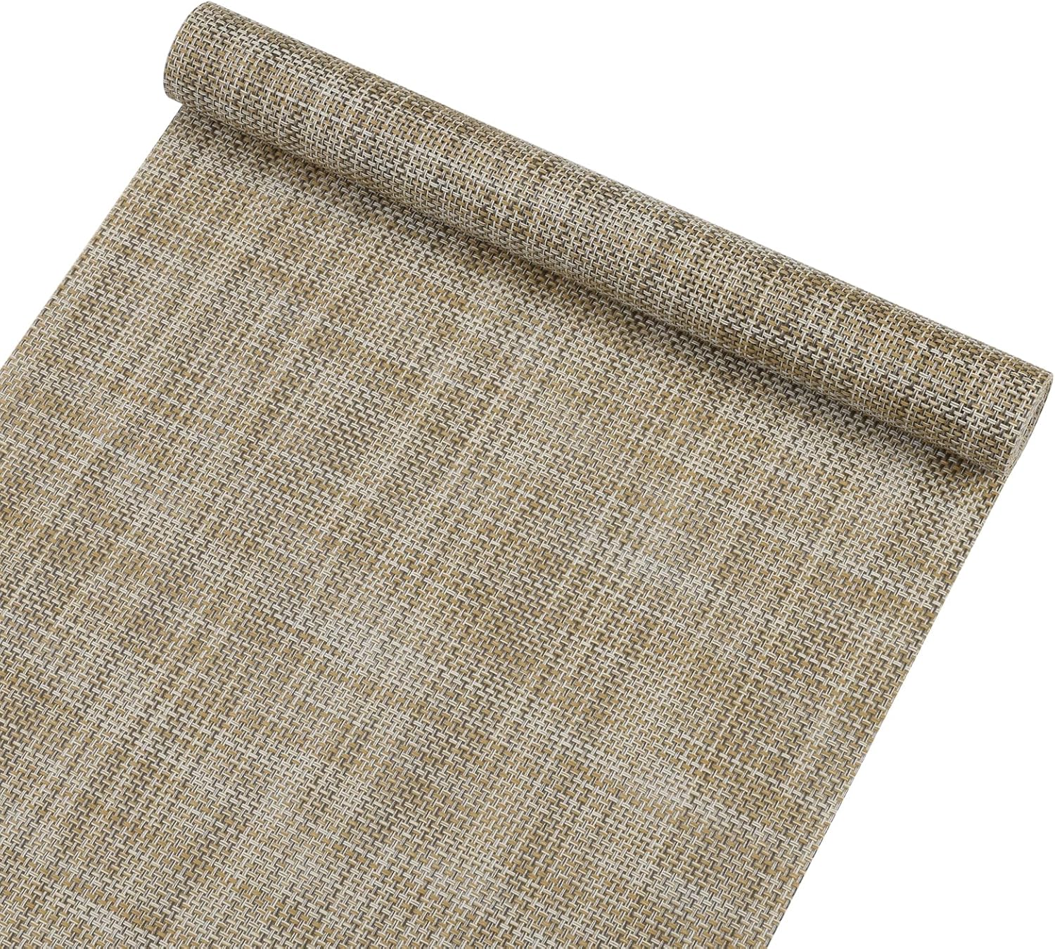 SHACOS Woven Vinyl Table Runner - 12 x 54 Inch Waterproof, Heat Resistant & Cuttable Indoor Outdoor Table Decor (Beige)