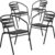 Flash Furniture Aluminum Slat Back Commercial Stacking Chairs – Set of 4, All-Weather Outdoor Restaurant Patio Seating (Black)