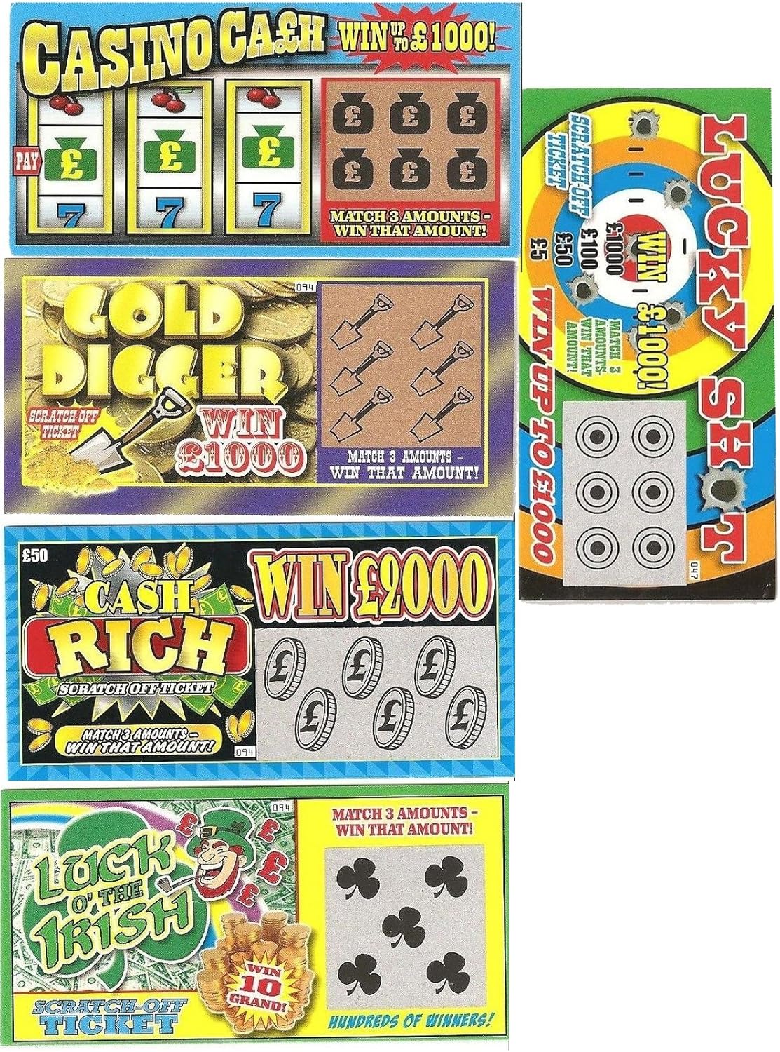 JA-RU Fake Lottery Scratch Tickets – The Ultimate Winning Lottery Ticket Prank & Gag Gift Set for Adults & Kids (5 Tickets)