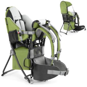 besrey Baby Backpack Carrier for Hiking – Lightweight, Foldable Toddler Carrier with Adjustable Safety Seat, Waist Support & Storage