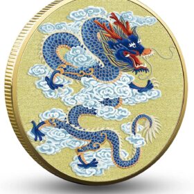 Soaring Blue Chinese Dragon Lucky Coin - Feng Shui Wealth Token & Lottery Ticket Scratcher