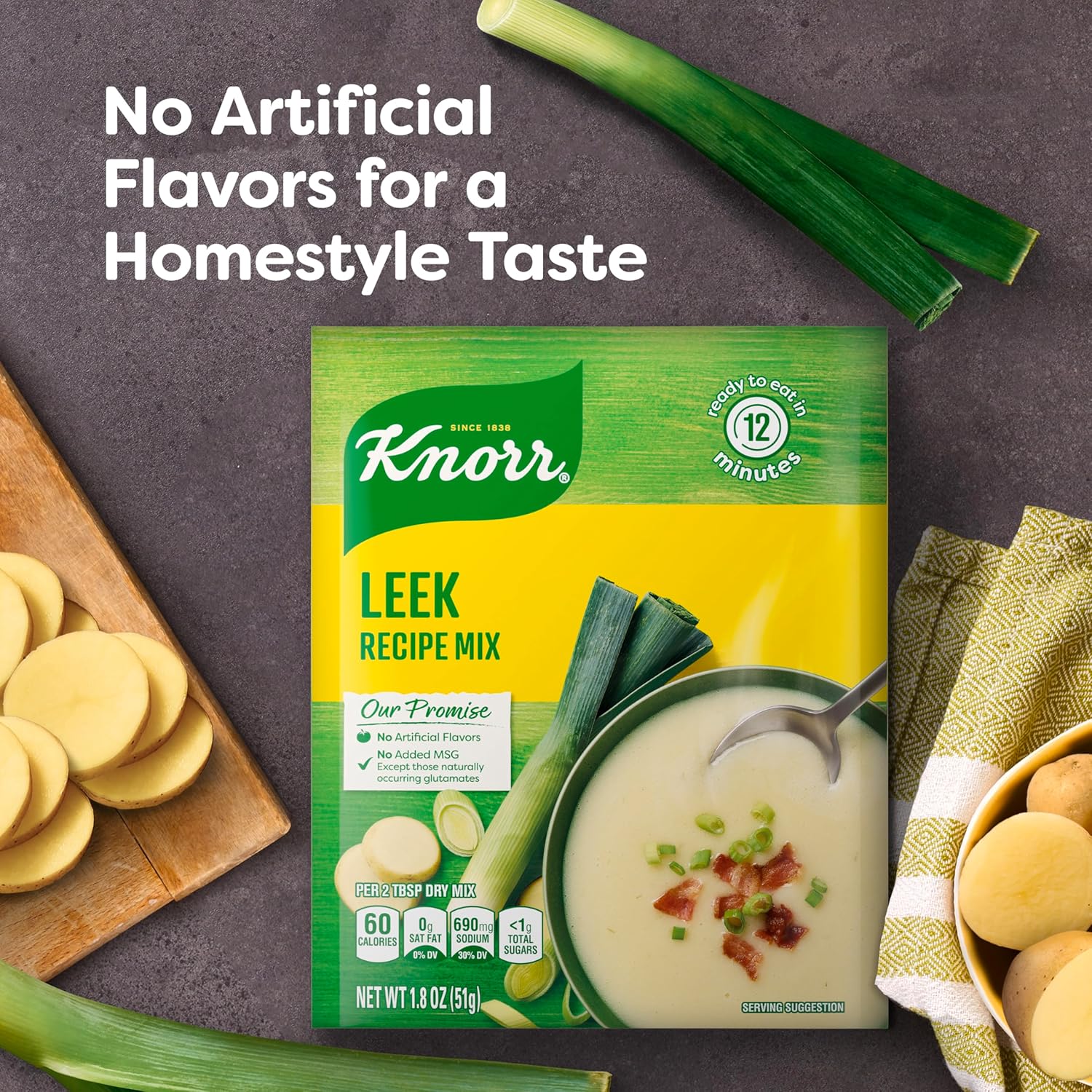 Knorr Leek Recipe Mix | No Artificial Flavors | versatile Dry Soup Mix for Dips, Sauces, and Potato Leek Soup (1.8 oz)
