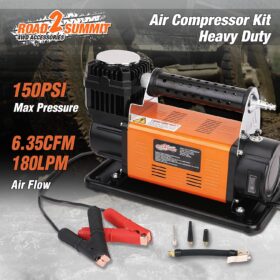 Heavy Duty 12V Portable Air Compressor Kit - 150 PSI, 6.35 CFM High Performance Off-Road Tire Inflator for 4x4, Jeep, RV, and SUVs with Carry Bag