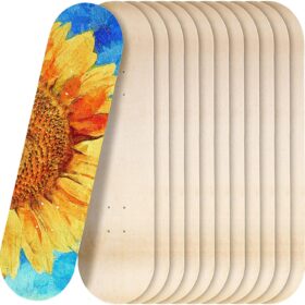Honoson 12-Pack Blank Skateboard Decks 32 x 8 Inch – 7-Ply Maple Wood – DIY Canvas for Custom Art, Painting, & Wall Decor – Double Concave, Natural Wood Finish
