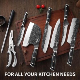 XCHIEF PRO Hand Forged Knife Set – 6-Piece High Carbon Steel Kitchen & Outdoor Cutlery Kit with Portable Bag