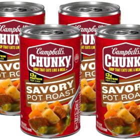 Campbell's Chunky Savory Pot Roast Soup, 18.8 Oz Cans (Pack of 4) – Ready to Serve, High Protein