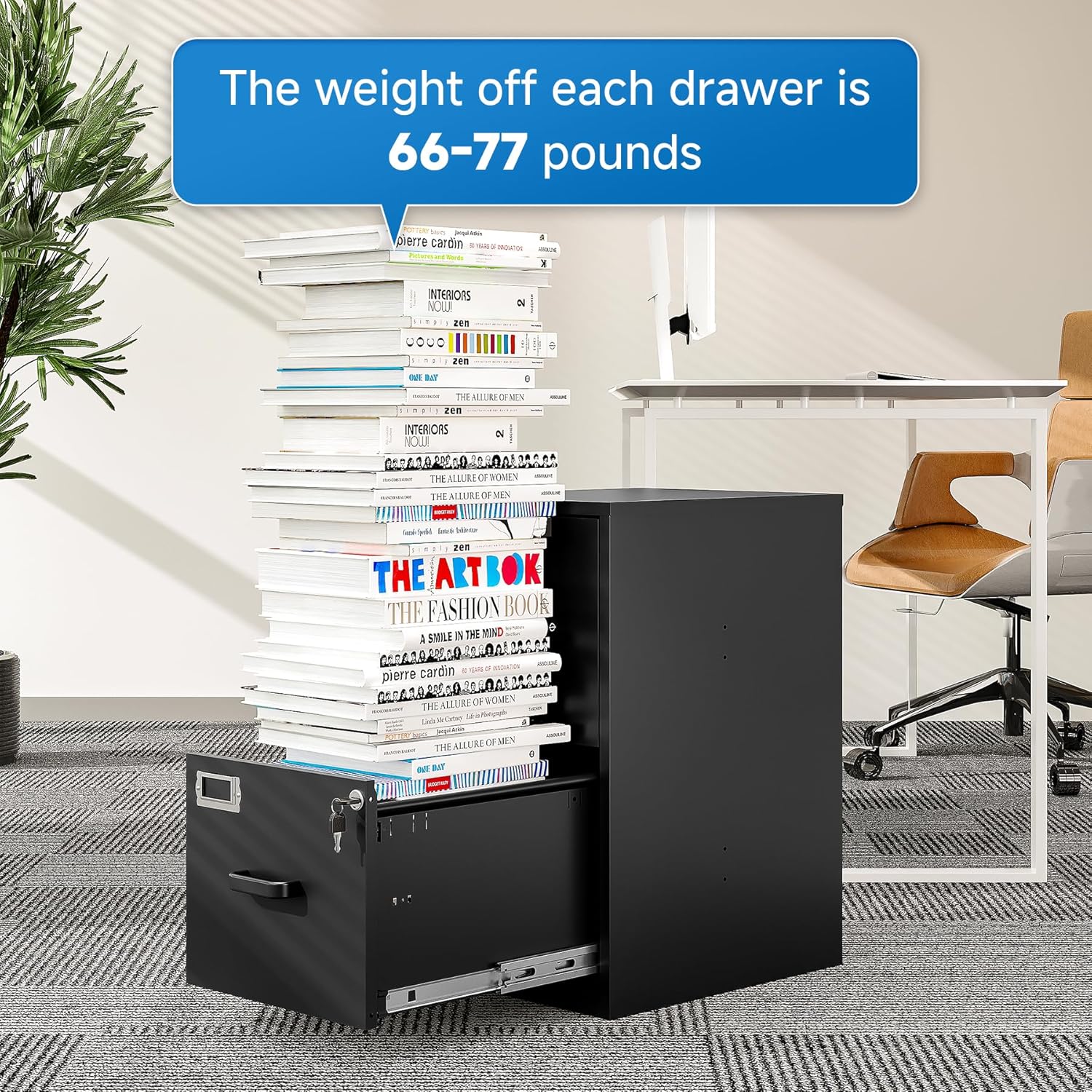 2-Drawer Locking Vertical File Cabinet - Steel Mobile Filing Cabinet for Home & Office