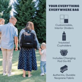 Colugo Neoprene Diaper Backpack – Portable Changing Station with 4 Cup Holders, Luggage Sleeve & Washable Changing Pad – Stylish Unisex Parent Bag for Travel & Newborn Essentials