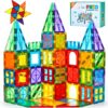 FNJO 110Pcs Magnetic Tiles Building Blocks Set – STEM Educational Construction Toys with Windows & Doors – Safe ABS Plastic Montessori Gift for Toddlers, Boys & Girls