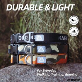 Heavy Duty Neoprene Padded Dog Collar with 3M Reflective Safety – Adjustable Camo Orange Neckband for Medium & Large Breeds (16”-25”)