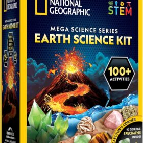 NATIONAL GEOGRAPHIC Earth Science Kit – Ultimate STEM Bundle with 100+ Experiments, Crystal Growing, Erupting Volcano, & Dig Kit for Boys & Girls