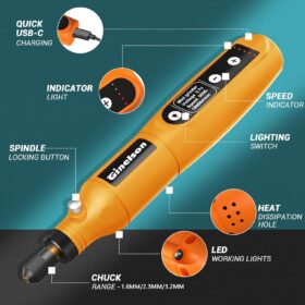 5-Speed Cordless Rotary Tool Kit with 70 Accessories & Type-C Charging – Compact Engraving, Sanding, Polishing & Cutting Tool for DIY Crafts & Home Projects