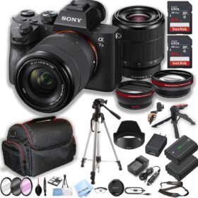 Sony a7 III Mirrorless Camera Kit (Renewed) with 28-70mm Lens, 64GB Cards, Professional Accessories & Tripod Bundle