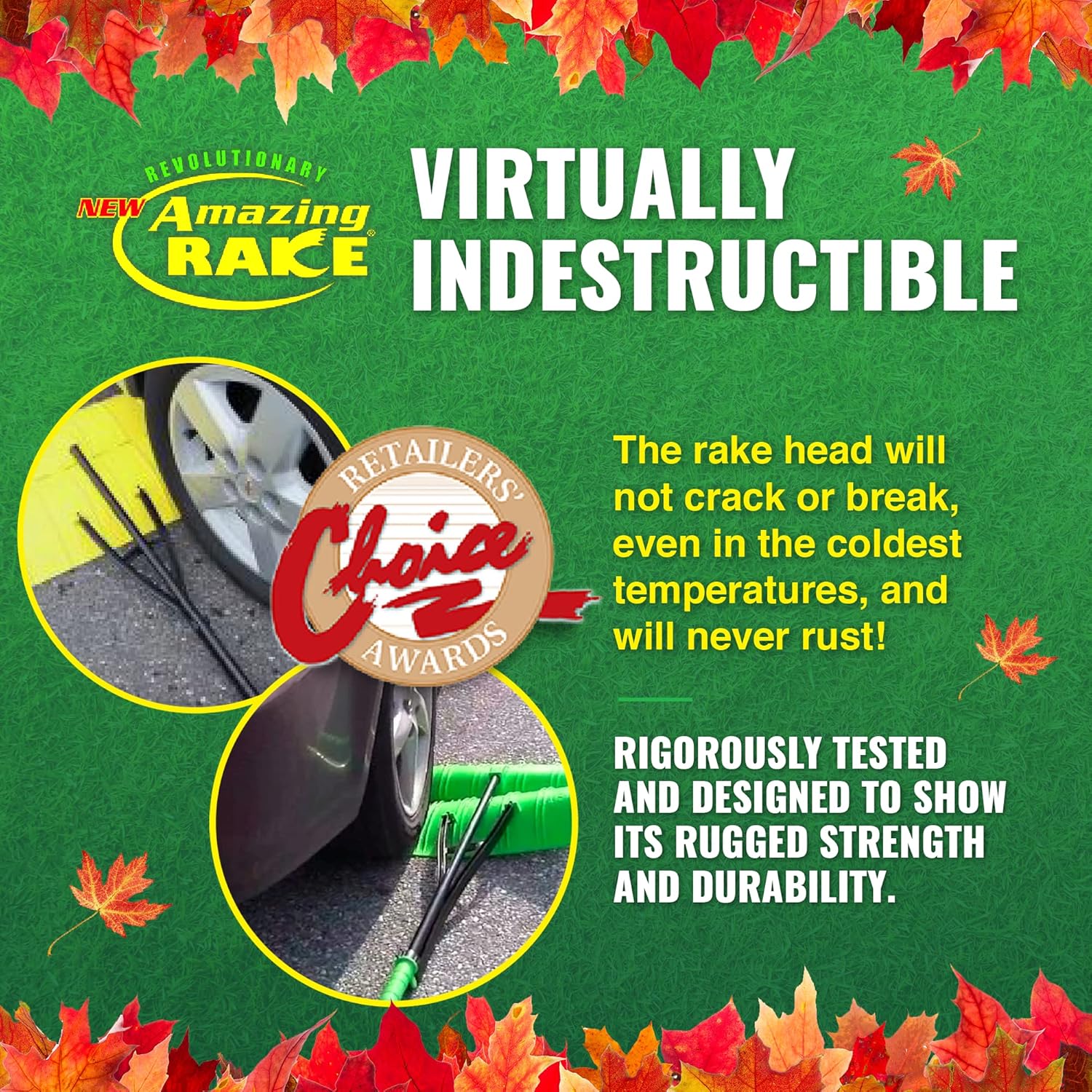 The Amazing Rake - 3-in-1 Ergonomic Garden Leaf Rake & Grabber Tool | Heavy Duty, No-Bend Lawn Scoop for Debris & Grass Collection