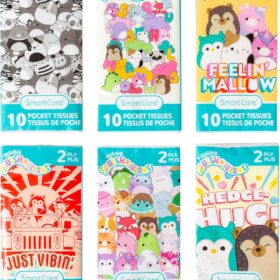 Smart Care Squishmallows Pocket Tissues – Ultra-Soft 2-Ply Facial Tissues, Portable 6-Pack Travel Pack – Cute & Absorbent On-the-Go Essential for Kids & Adults