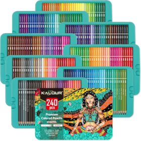 KALOUR 240 Premium Colored Pencils Set – Professional Soft Core Lead, Vibrant Shades for Sketching, Shading & Blending – Includes Portable Storage Tin