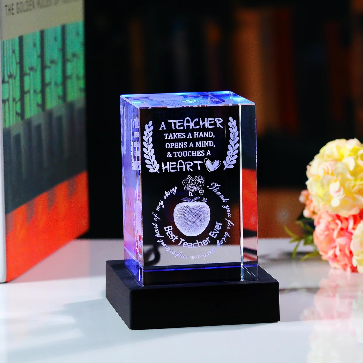 3D Crystal Tree of Life Engraved Keepsake – Unique Teacher Appreciation, Retirement & End of Year Gift for Women