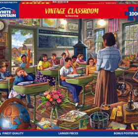 White Mountain Vintage Classroom 1000 Piece Jigsaw Puzzle – Large Piece Nostalgic Schoolroom Puzzle, 24x30 Inch, Made in USA