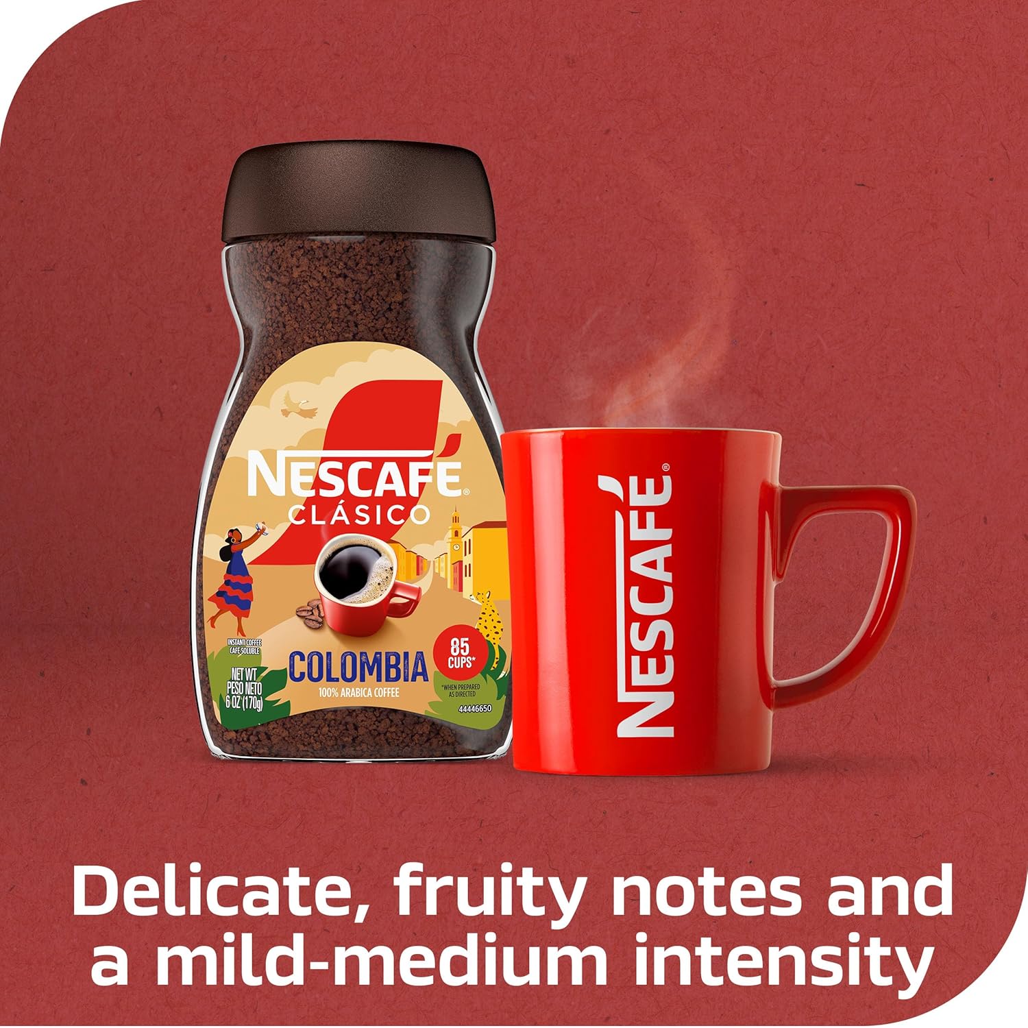NESCAFÉ CLÁSICO Medium Roast Instant Coffee – 100% Colombian Arabica, Fruity & Aromatic, 6 Oz Jar