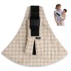 Baby Sling Carrier for Toddlers 6M-4Y – Lightweight Cotton Linen Adjustable Wrap with Ventilated Straps, Houndstooth Travel Essential (Supports up to 45 lbs)