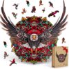 ESTROSO Bald Eagle Mandala Wooden Jigsaw Puzzle for Adults - 500 Pieces Unique Laser-Cut Art with Portable Wooden Gift Box & Storage Bag