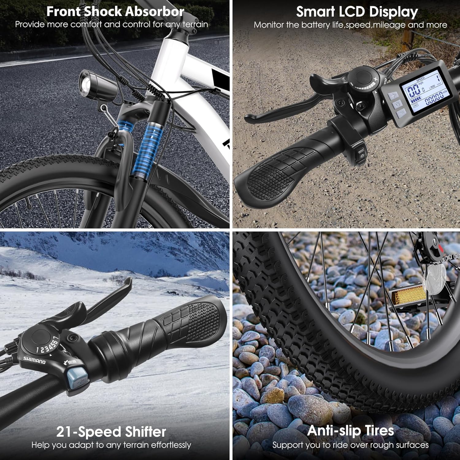 Funhang Electric Bike for Adults - 26" UL 2849 Certified Electric Mountain Bike with 1000W Peak Motor, 48V Removable Battery, 21 Speed, and Up to 50 Miles Range