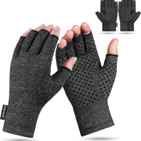 2 Pairs Compression Gloves for Arthritis & Carpal Tunnel - Unisex Fingerless Support for Typing, Crafting & Hand Pain Relief
