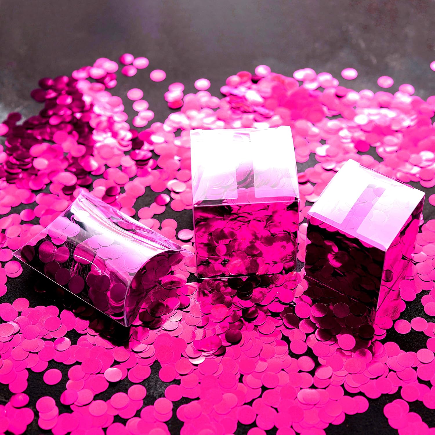 Hot Pink Metallic Foil Confetti - 1.3 oz Circle Dots Table Scatter for Weddings, Bachelorette Parties, Baby Showers & Girls Birthday Decorations