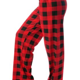 Just Love Women's Cotton Buffalo Plaid Pajama Pants - Breathable Jersey Knit Sleep Lounge Bottoms with Drawstring & Elastic Waist