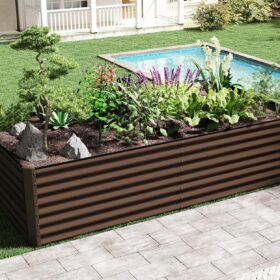 Domi Galvanized Raised Garden Bed - 8x4x2 ft Large Metal Planter Box Kit for Vegetables, Flowers & Herbs