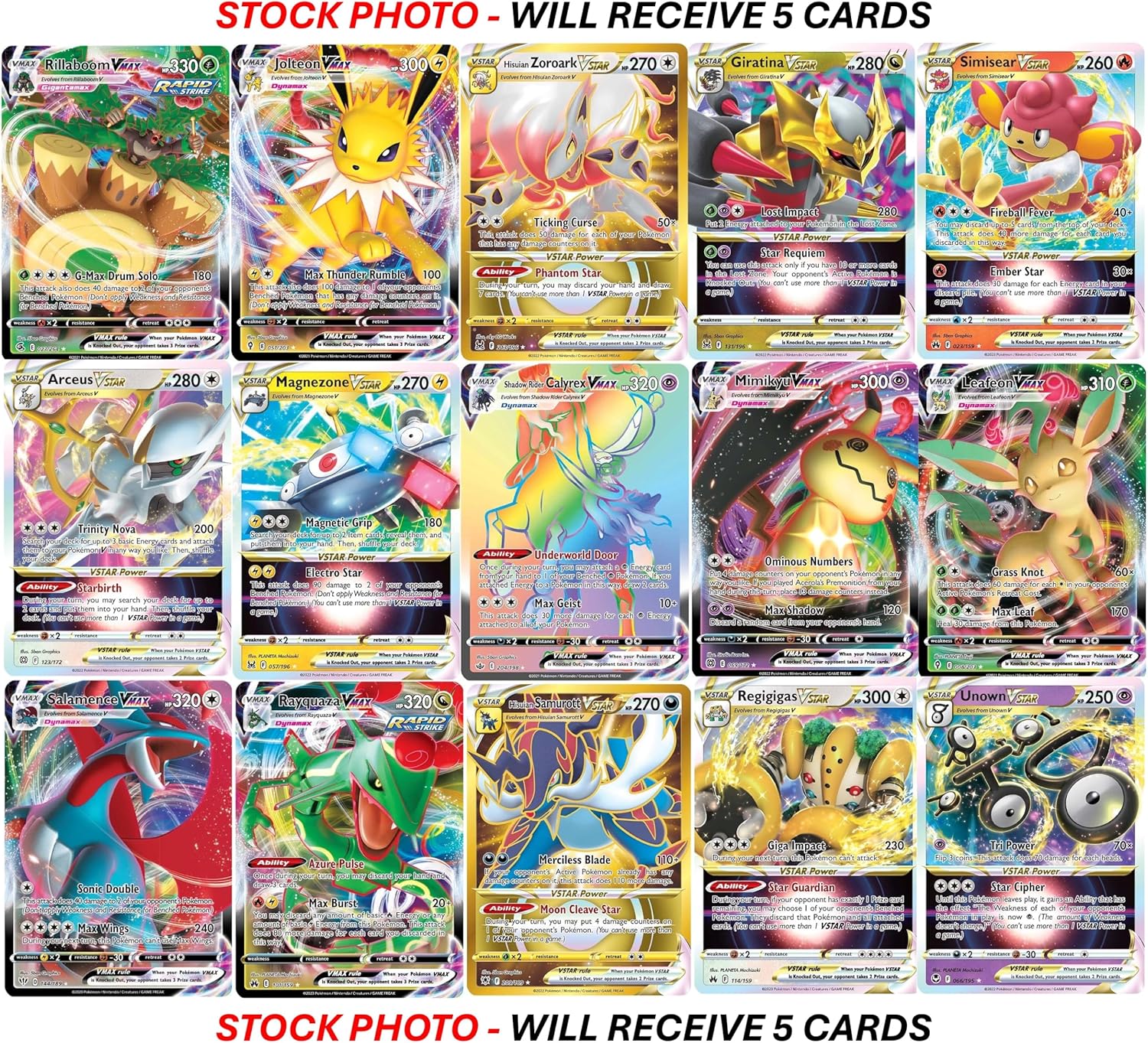 Pokémon TCG VMAX & VSTAR Mega Bundle - 5 Powerful Cards incl. Secret Rare