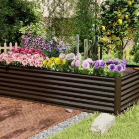Domi Galvanized Raised Garden Bed - 8x4x2 ft Large Metal Planter Box Kit for Vegetables, Flowers & Herbs