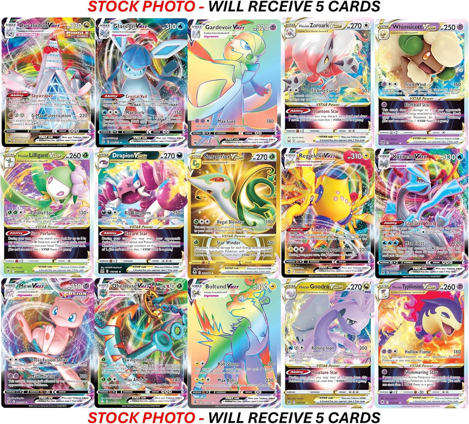 Pokémon TCG VMAX & VSTAR Mega Bundle - 5 Powerful Cards incl. Secret Rare