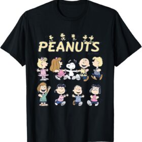 Peanuts Snoopy & Friends Dancing Graphic Tee - Official Charlie Brown & Woodstock Novelty T-Shirt